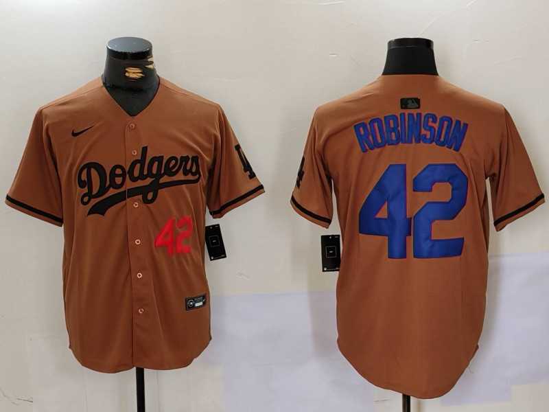 Men%27s Los Angeles Dodgers #42 Jackie Robinson Number Olive Cool Base Limited Stitched Jersey->los angeles dodgers->MLB Jersey